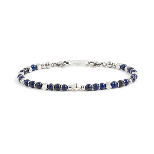 Bracciale Marlù in Acciaio Ematite e Pietre Blu Lapis Marlù