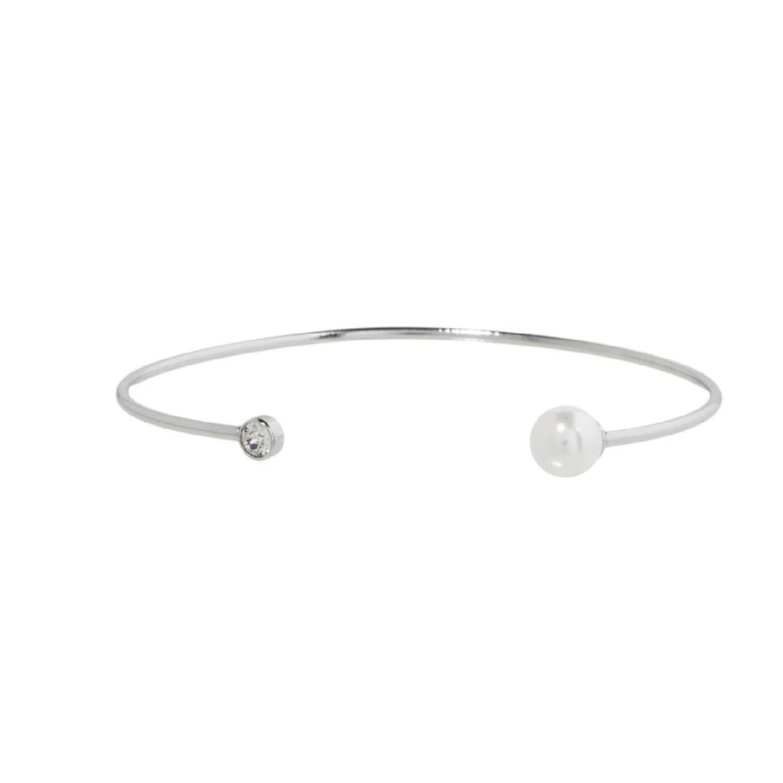 Bracciale Rigido Marlù in Acciaio con Perla Bianca 6 mm