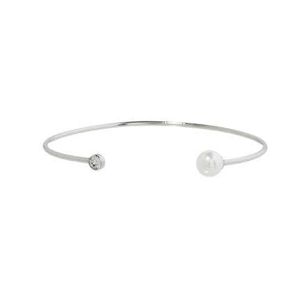 Bracciale Rigido Marlù in Acciaio con Perla Bianca 6 mm