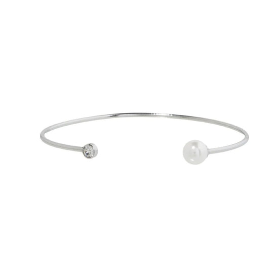 Bracciale Rigido Marlù in Acciaio con Perla Bianca 6 mm Marlù