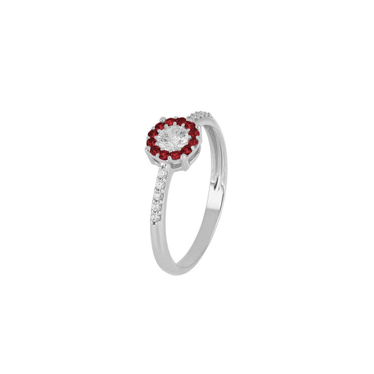 Anello Solitario Magic con Rosso in Oro Bianco