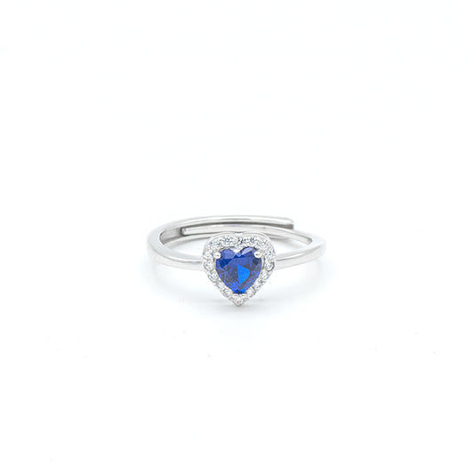 Anello Cuore Blu in Argento