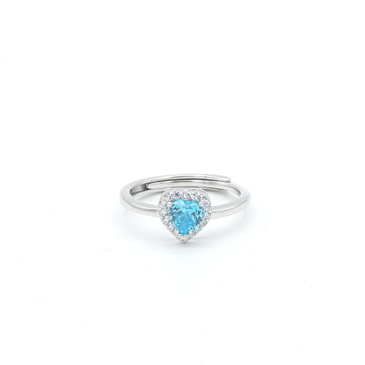 Anello Cuore Celeste in Argento