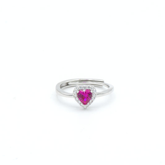Anello Cuore Rosso in Argento