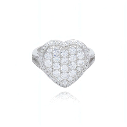 Anello Cuore a Pavè in Argento