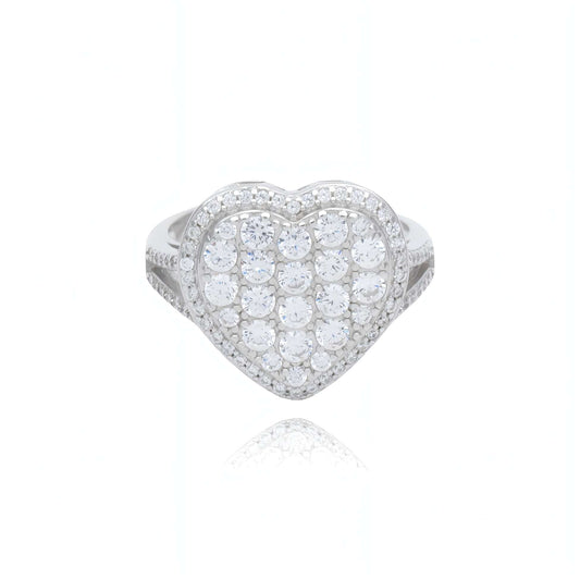 Anello Cuore a Pavè in Argento