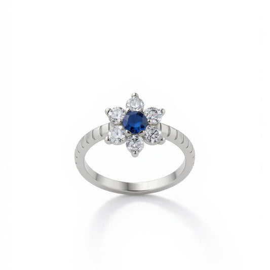 Anello Fiore Blu in Argento