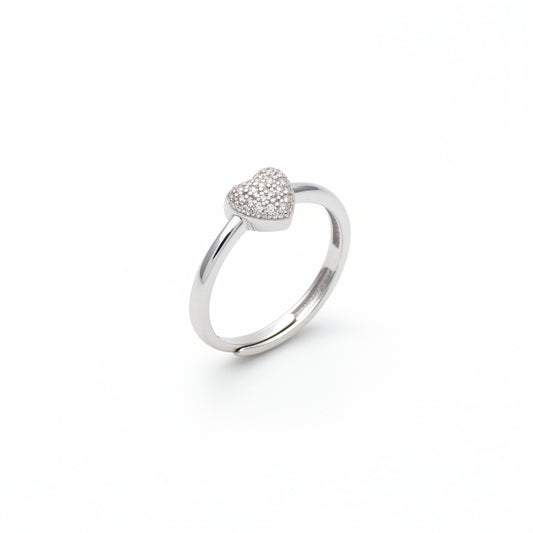Anello Cuore a Pavè In Argento