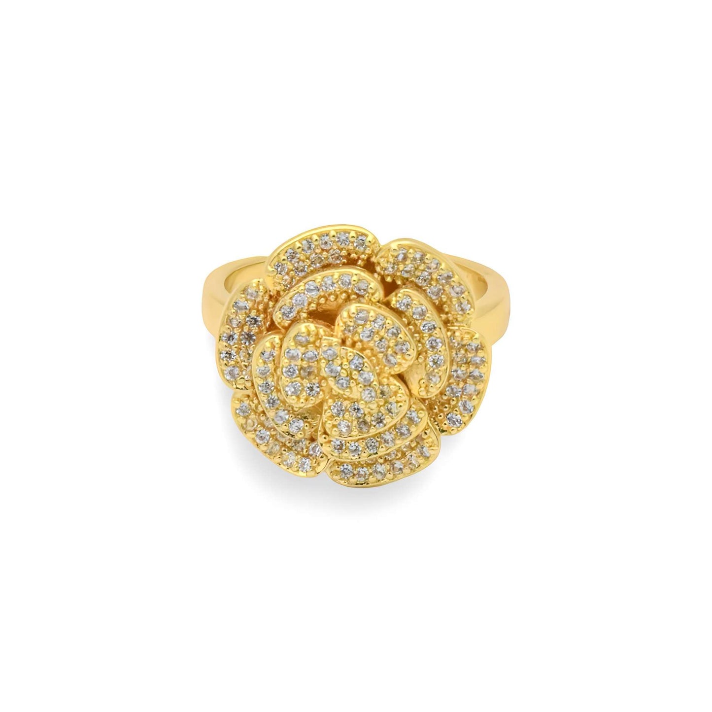 Anello Fiore Dorato con Zirconi
