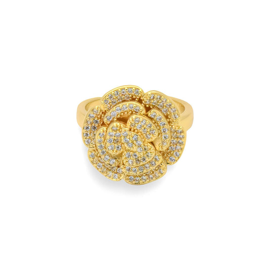 Anello Fiore Dorato con Zirconi