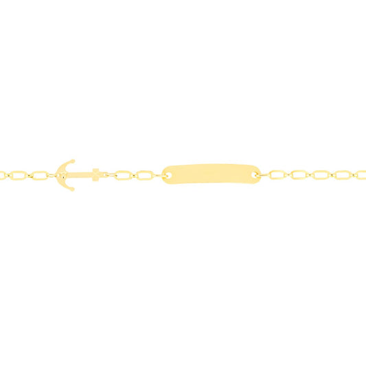 Bracciale Bimbo in Oro Ancora e Targhetta