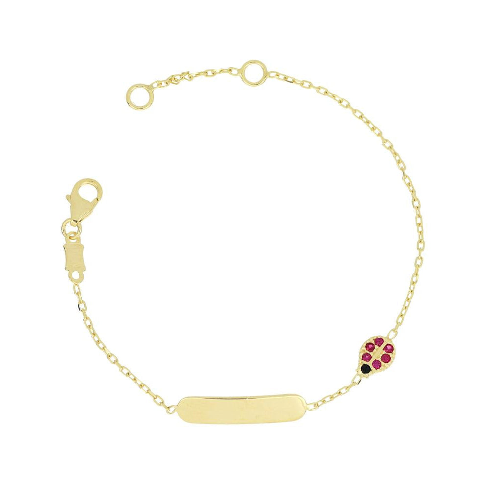 Bracciale Bimba Coccinella e Targhetta in Oro 375 (9kt) iGOLD