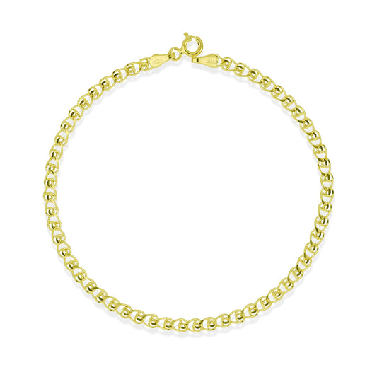 Bracciale Maglia Bizantina Piatta in Oro Giallo 9 Carati - 375 iGOLD