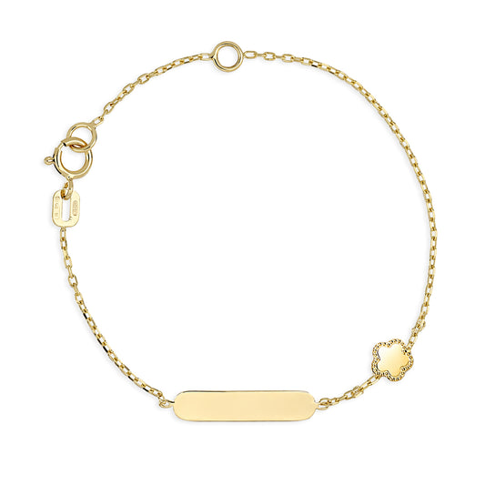 Bracciale Bimba Fiore e Targhetta in Oro 375 (9kt) iGOLD