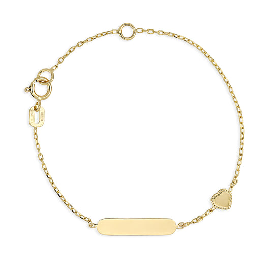 Bracciale Bimba Cuore e Targhetta in Oro 375 (9kt) iGOLD