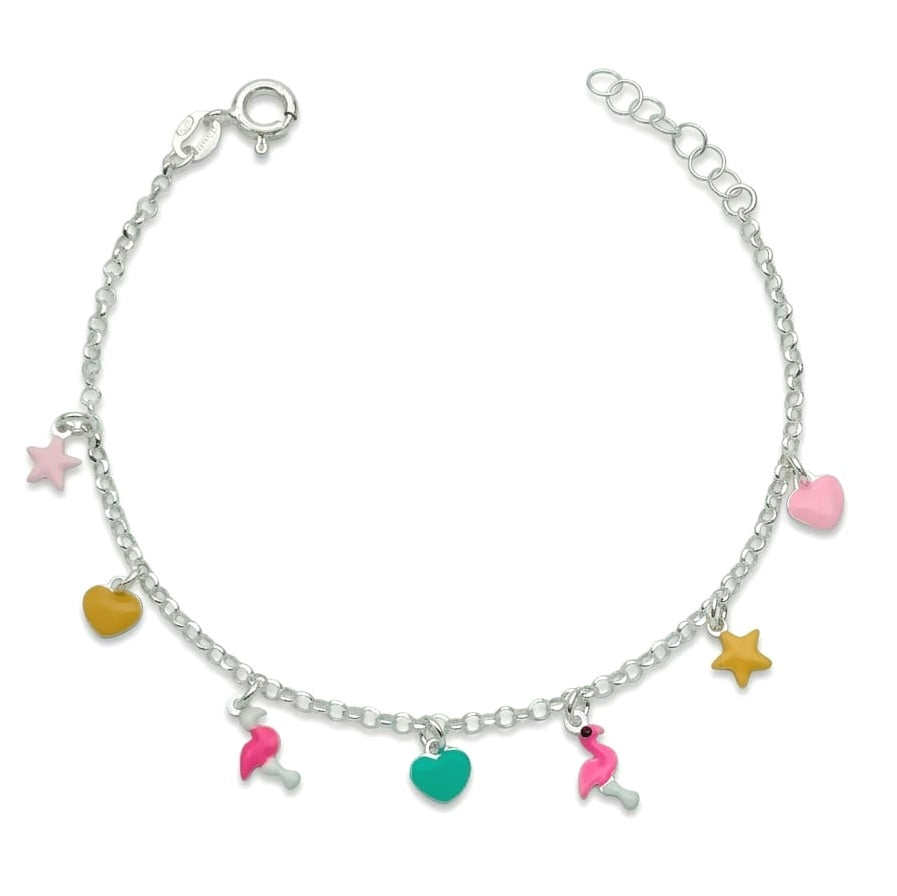 Bracciale Bimba in Argento con Ciondoli Colorati Gioielli in Argento