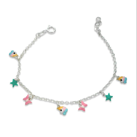 Bracciale Bimba in Argento con Ciondoli Colorati Gioielli in Argento