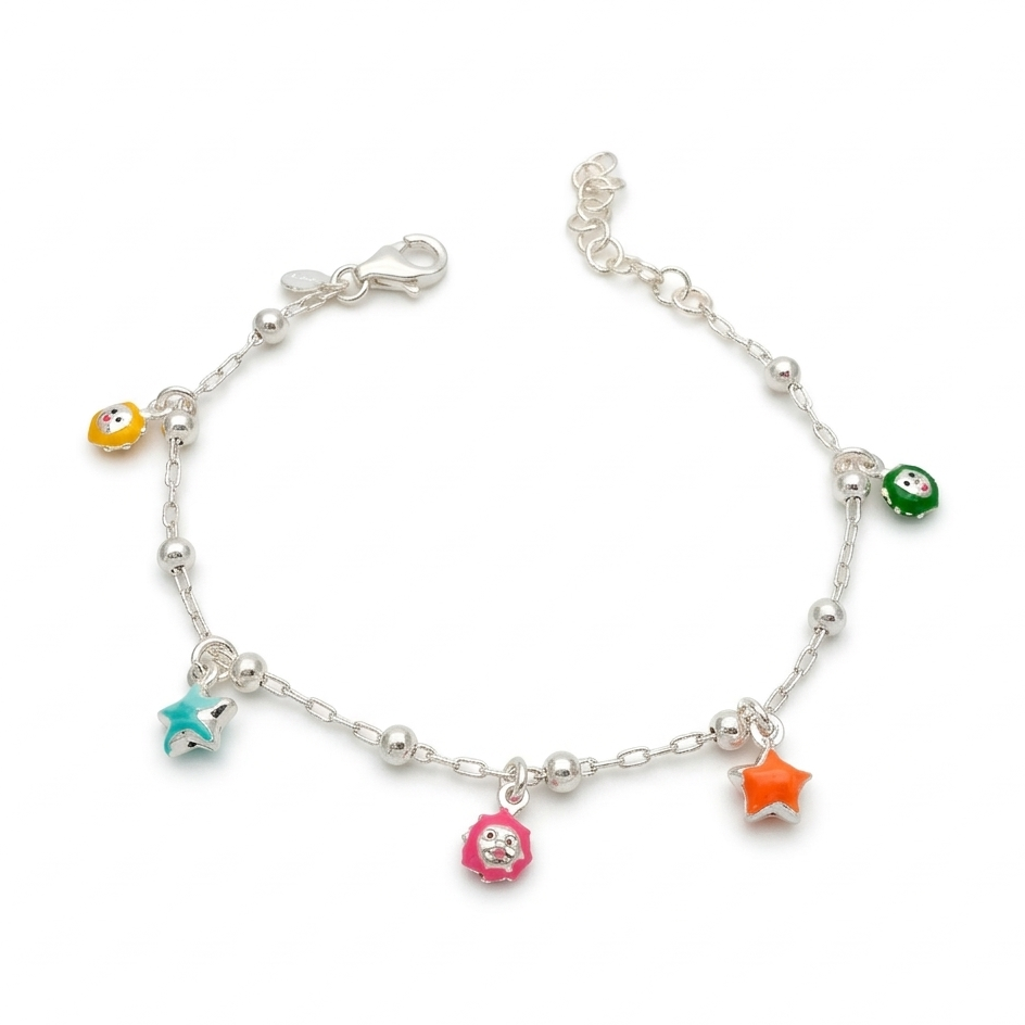 Bracciale Bimba in Argento con Ciondoli Colorati Gioielli in Argento