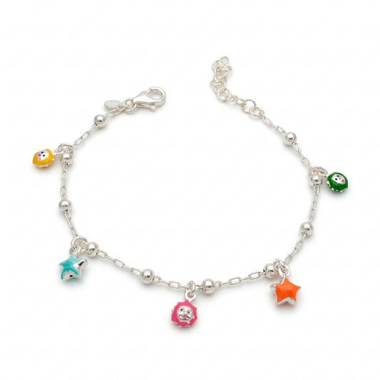 Bracciale Bimba in Argento con Ciondoli Colorati Gioielli in Argento