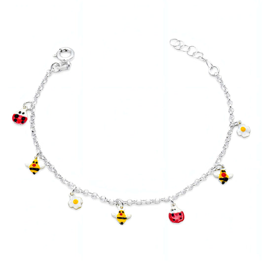 Bracciale Bimba in Argento con Ciondoli Smaltati