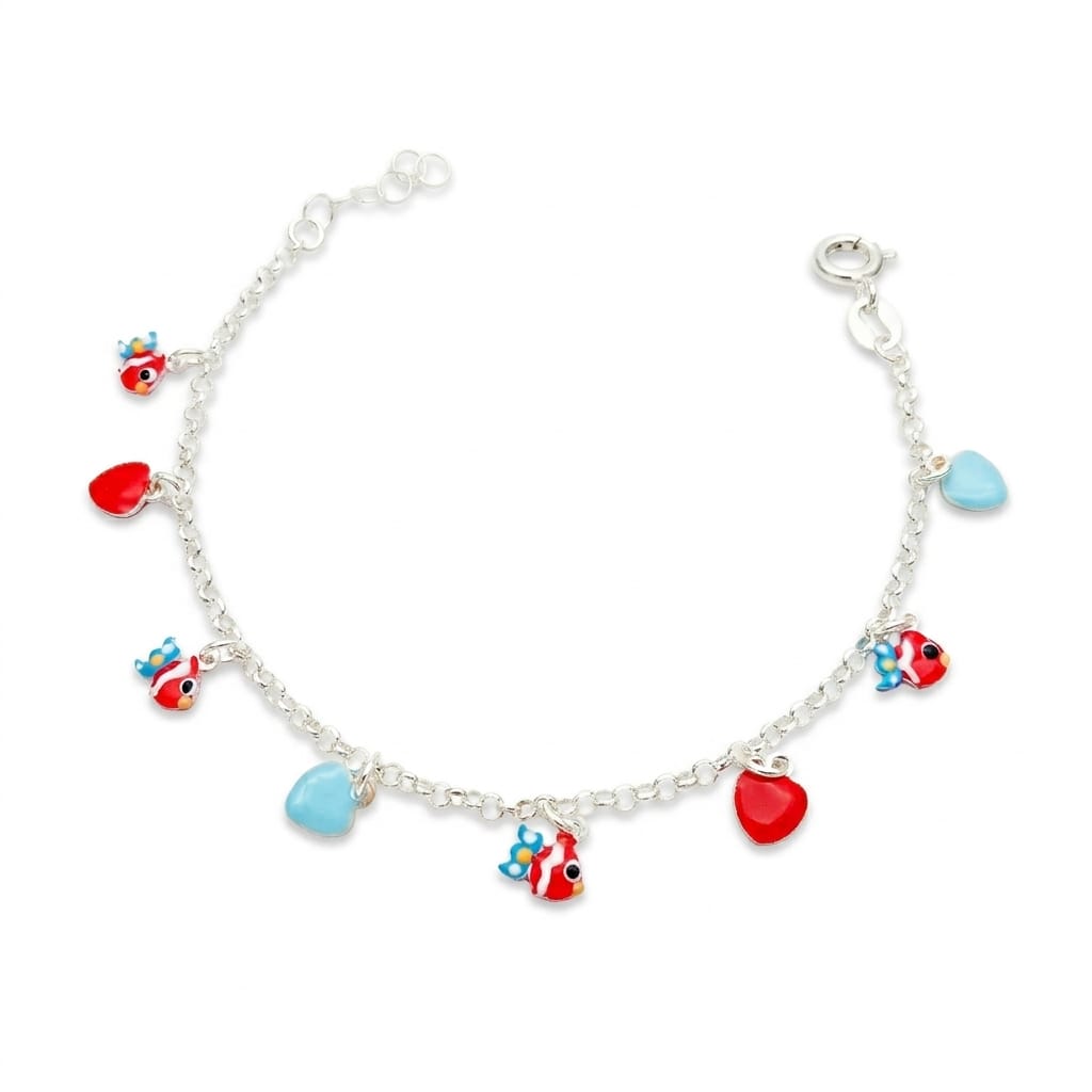 Bracciale Bimba in Argento con Ciondoli Smaltati Gioielli in Argento