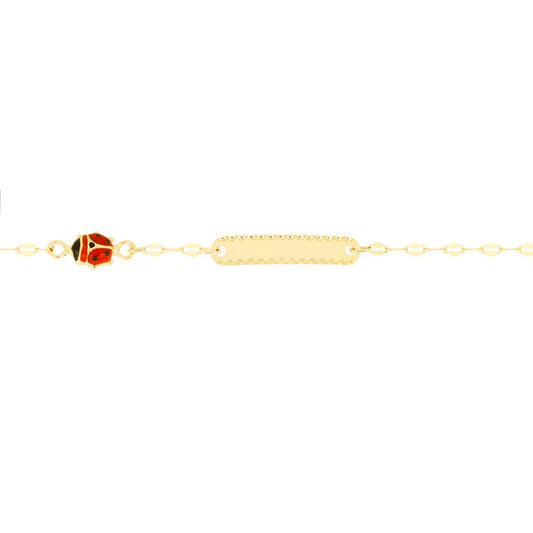 Bracciale Bimba in Oro Coccinella e Targhetta