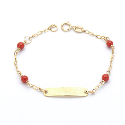 Bracciale Bimbi in Oro Corallini e Targhetta