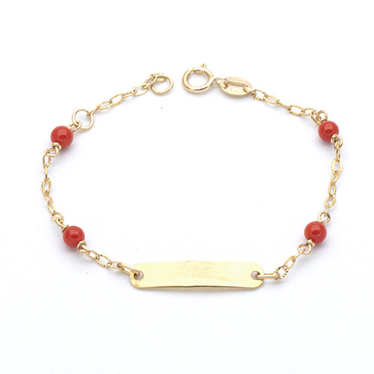 Bracciale Bimbi in Oro Corallini e Targhetta