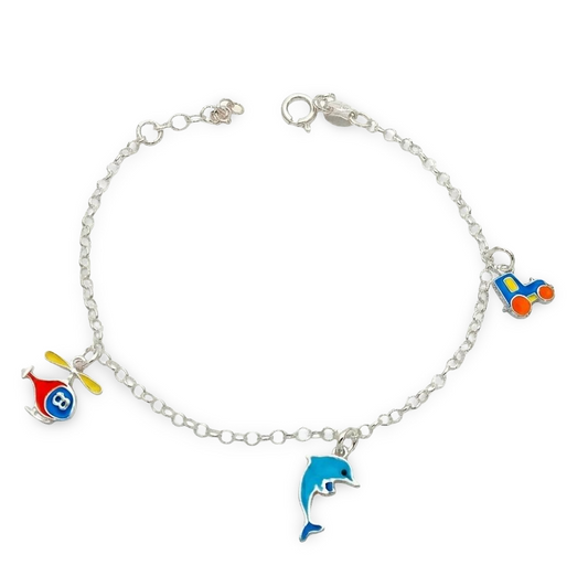 Bracciale Bimbo in Argento e Ciondolini Colorati Gioielli in Argento
