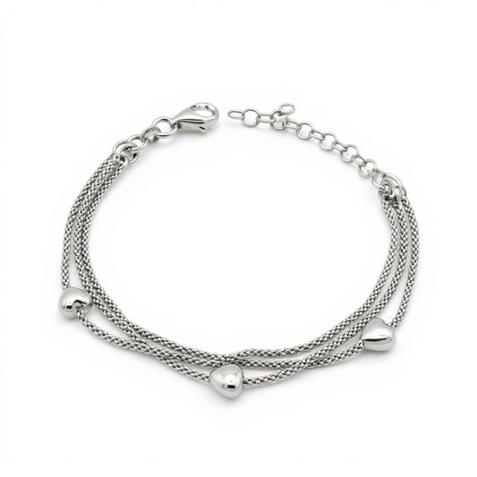 Bracciale Cuori a Tre Fili in Argento