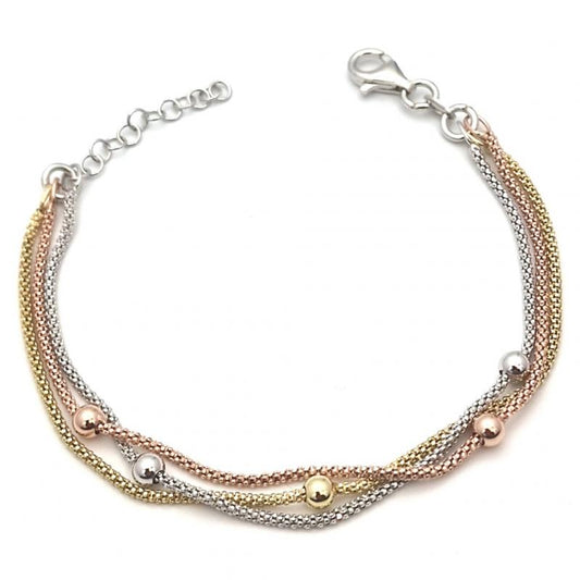 Bracciale In Argento Tre Fili Con Sfere