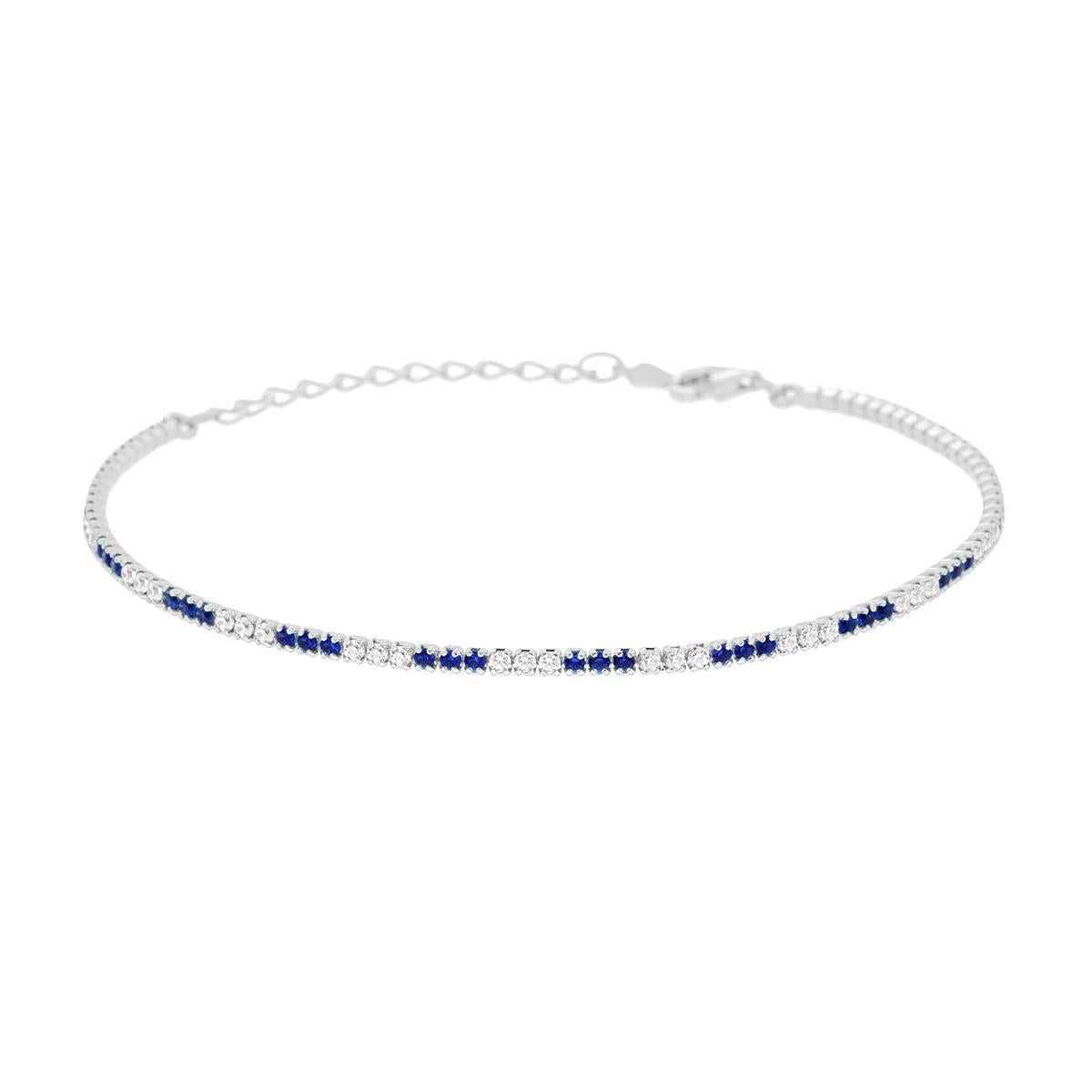 Bracciale Tennis Blu e Bianco Gioielli in Argento