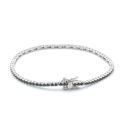 Bracciale Tennis In Argento E Pietre Nere