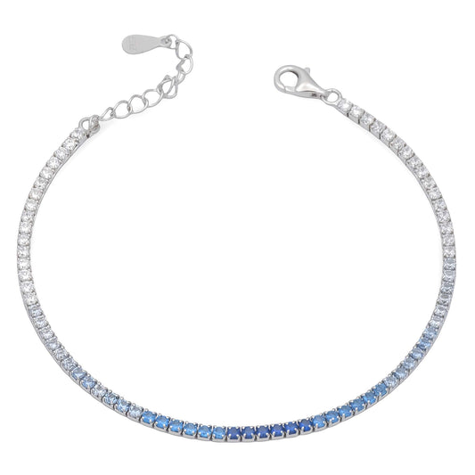 Bracciale Tennis In Argento Pietre Blu A Sfumare