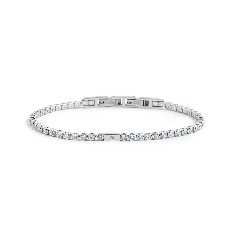 Bracciale Tennis Marlù in Acciaio con Zirconi Bianchi 3 mm