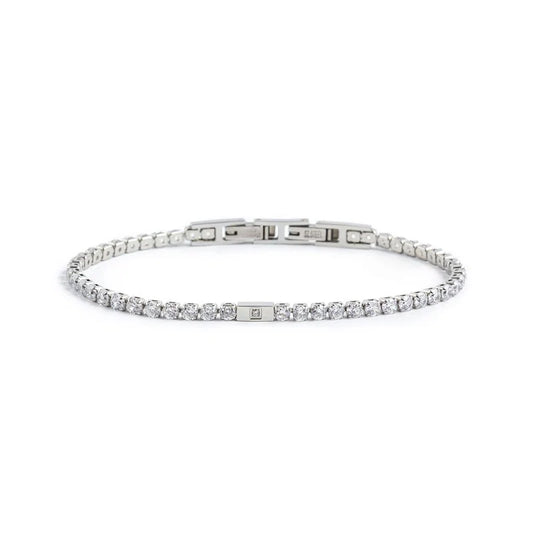 Bracciale Tennis Marlù in Acciaio con Zirconi Bianchi 3 mm Marlù