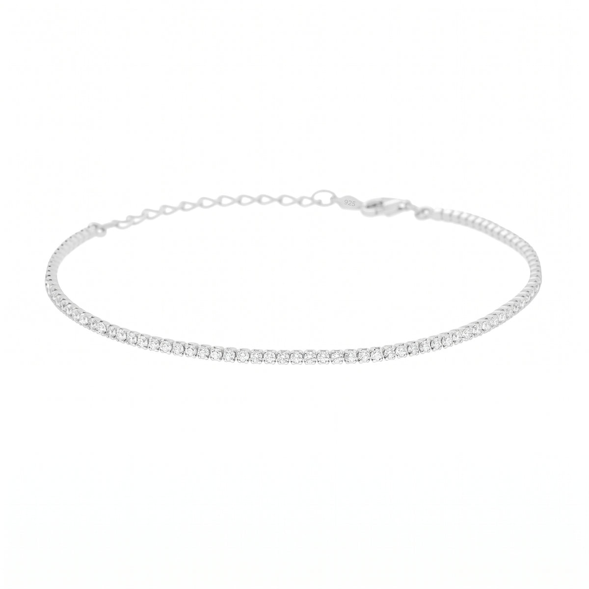 Bracciale Tennis in Argento 925 Rodiato Regolabile - Spessore 1.5 mm