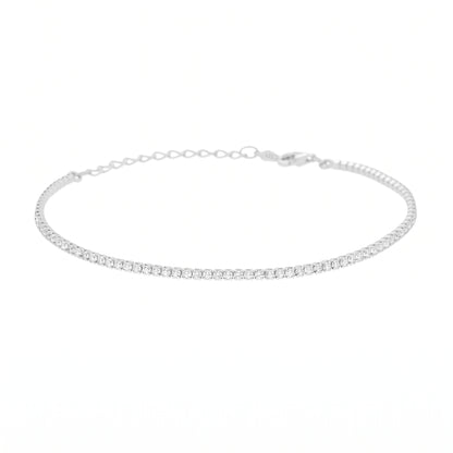 Bracciale Tennis in Argento 925 Rodiato Regolabile - Spessore 1.5 mm