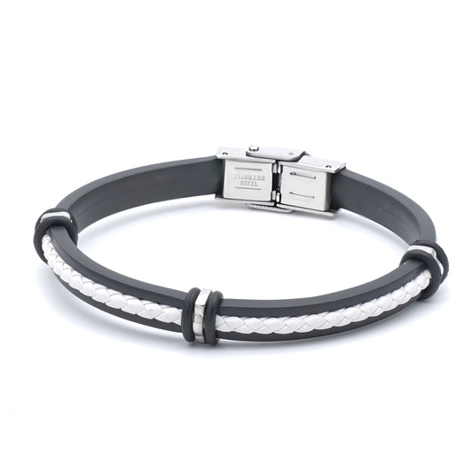 Bracciale Uomo Caucciù e Pelle