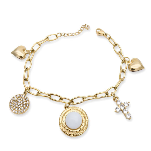 Bracciale Charms e Pietra Bianca