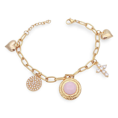 Bracciale Charms e Pietra Rosa