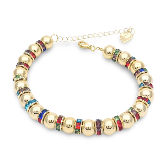 Bracciale Dorato Sfere e Cristalli Colorati