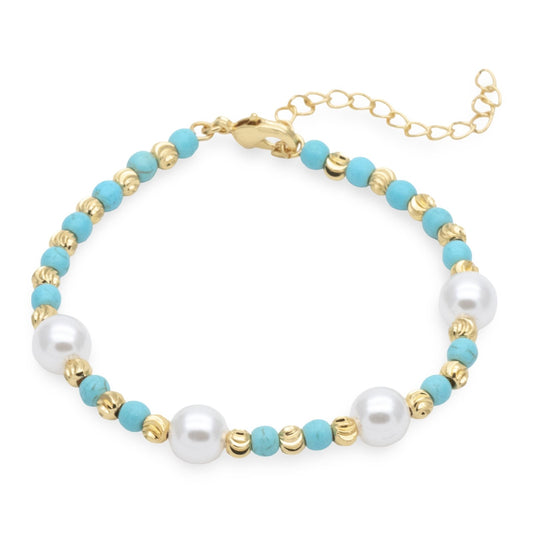 Bracciale Oro Turchese e Perle