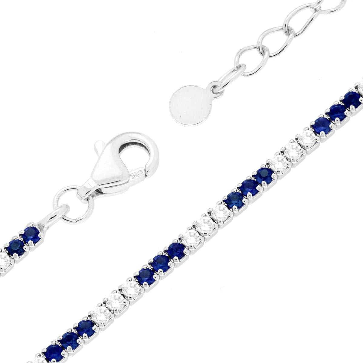 Bracciale Tennis Blu e Bianco Gioielli in Argento