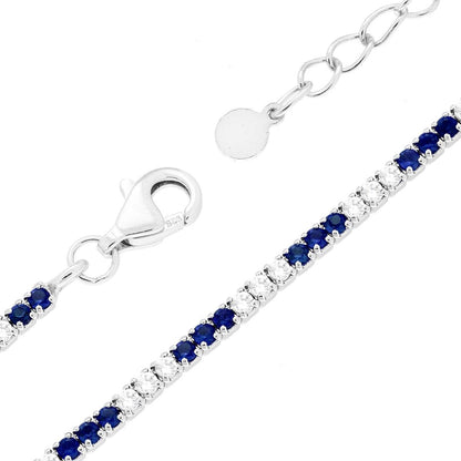 Bracciale Tennis Blu e Bianco Gioielli in Argento
