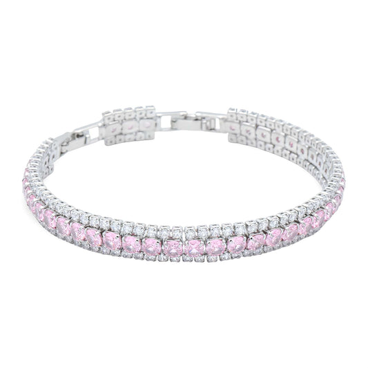 Bracciale Tennis Silver e Rosa