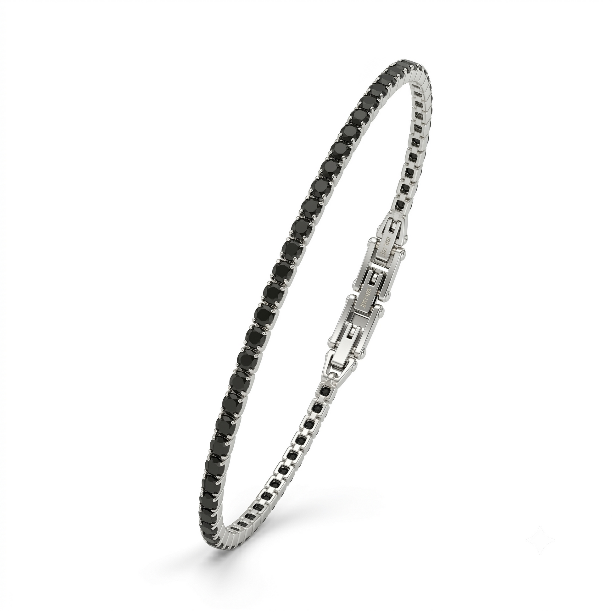 Bracciale Tennis Uomo in Acciaio con Zirconi Neri Fortynine