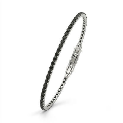 Bracciale Tennis Uomo in Acciaio con Zirconi Neri Fortynine