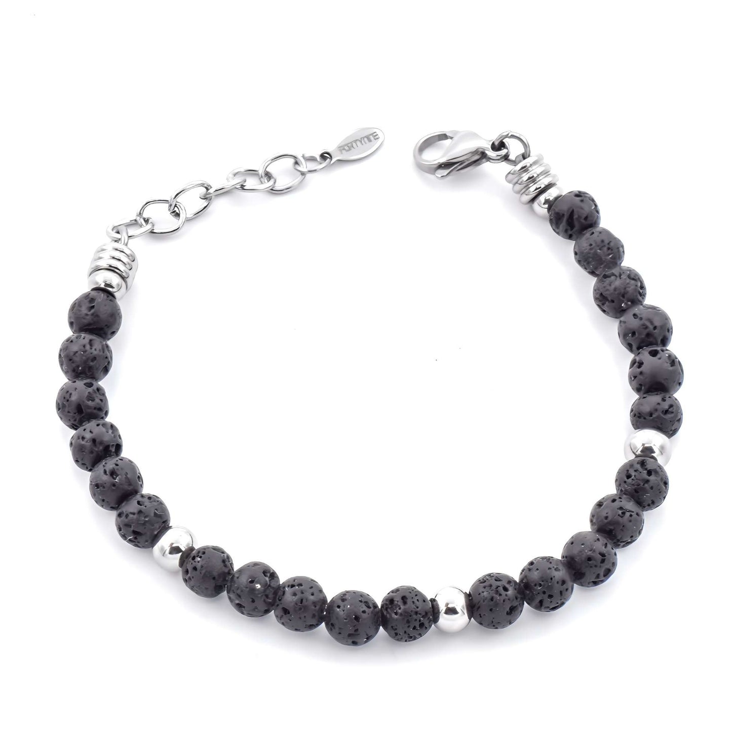 Bracciale Uomo Acciaio e Pietra Lavica