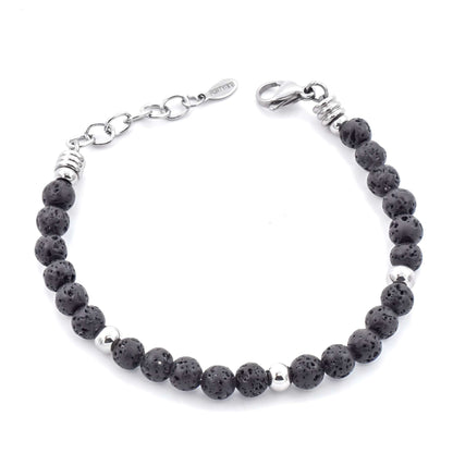 Bracciale Uomo Acciaio e Pietra Lavica